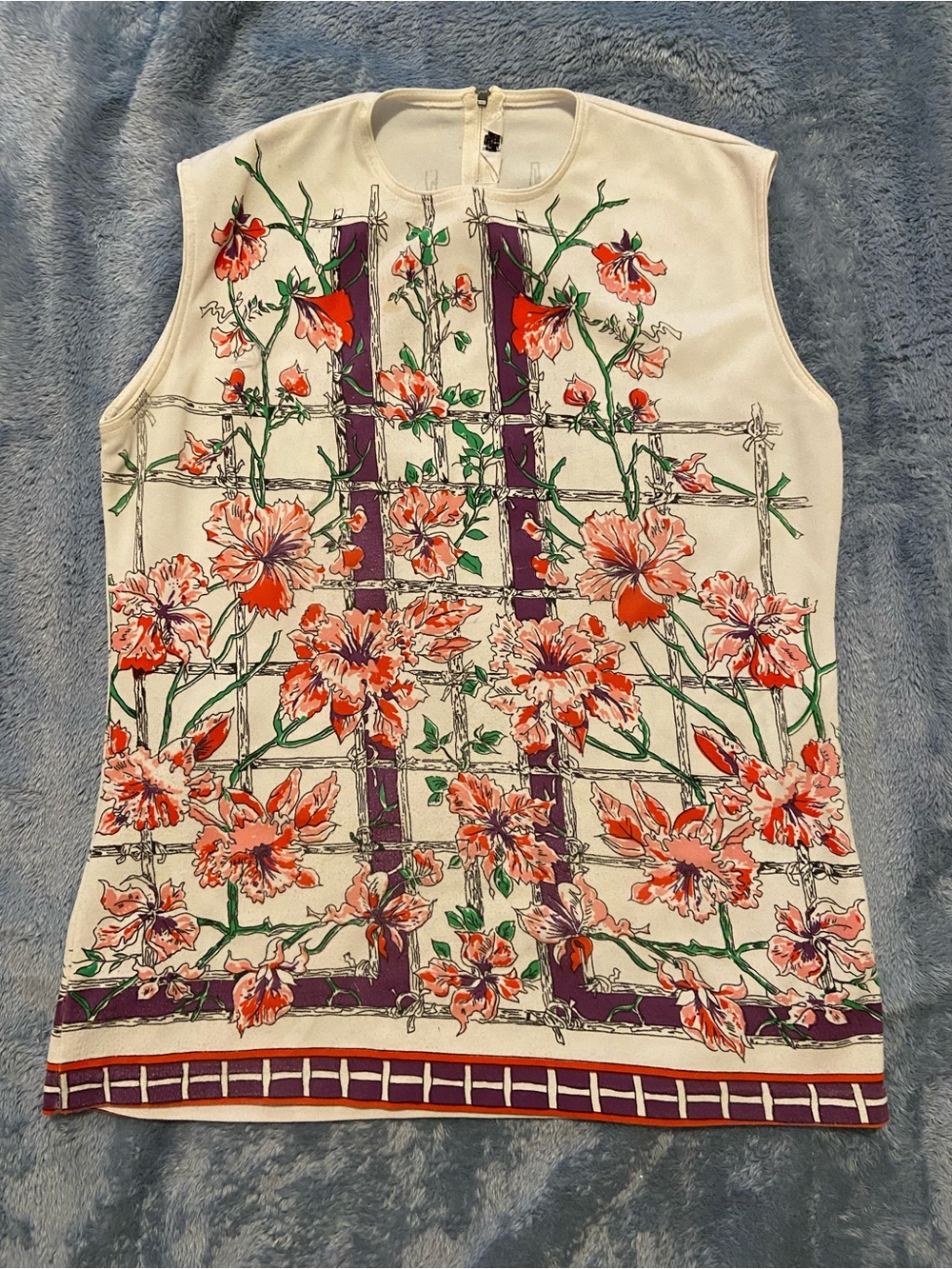 VINTAGE Majestic Floral Tank Top in Cream, Orange and Green